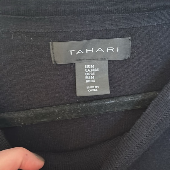 Tahari Black Front Tie Sweater Dress Size Medium - Picture 4 of 6